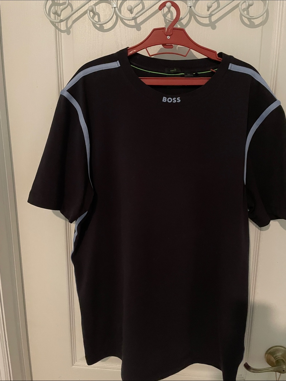 BOSS Navy Short-Sleeve Tee with Light Blue Accents Size L